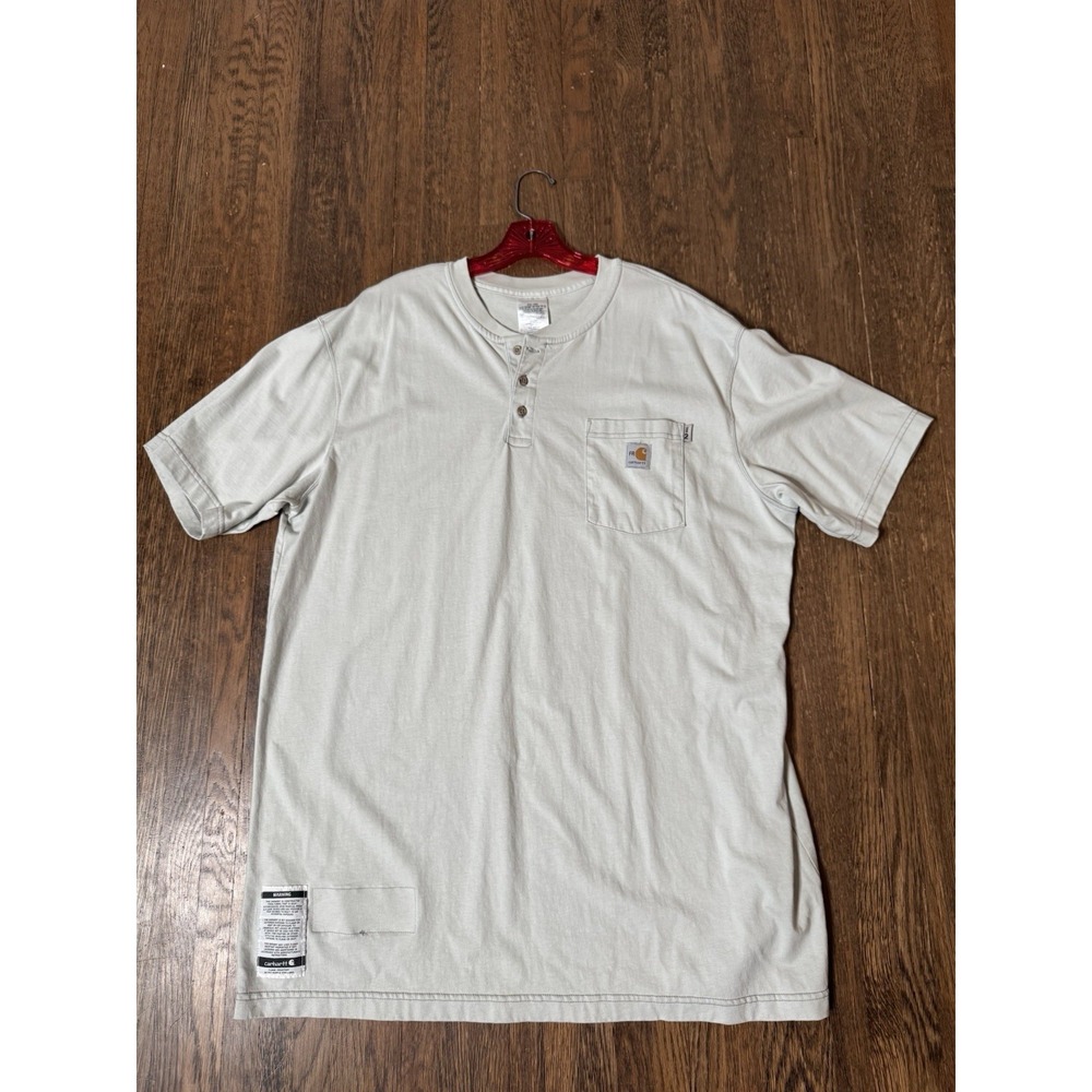 Carhartt FR Force Henley Pocket Shirt 2XL Tall Short Sleeve Gray CAT 2